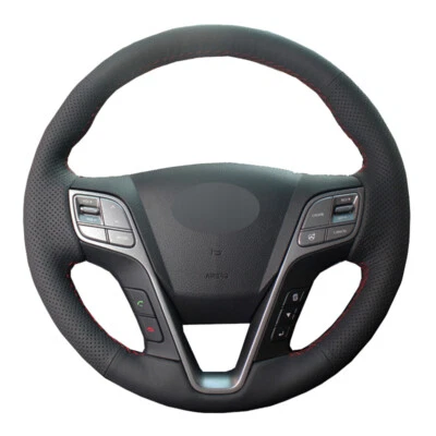 Cubierta de volante de coche costura manual envoltura para Hyundai Santa Fe Sport 2013-2018 Foto 1 de 4