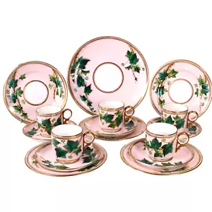 Servizio parte tazza da tè Adderley William Alsager foglia smaltata 18pz circa 1876 - Foto 1 di 18