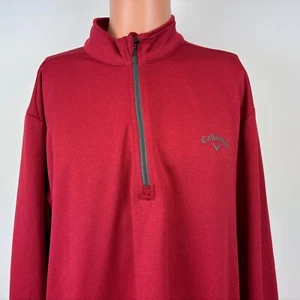 Callaway Pullover Sweatshirt Mens Size 2XL Red Half Zip Golf Performance - Picture 1 of 4