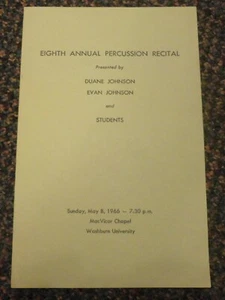 1966 Topeka Kansas Washburn University Annual Percussion Recital program - drums - Picture 1 of 2