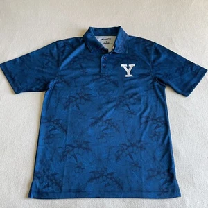 Champion Yale Bulldogs Men Small Floral Hawaiian NCAA Polo Shirt Blue - Picture 1 of 8