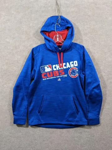 Chicago Cubs Majestic Mens Sweater Small MLB Hooded Thermabase Blue Baseball Cover