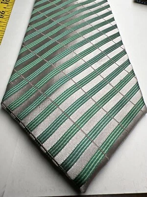 Geoffrey Beene Green/Brown Striped Tie 58"x4" Necktie Foto 1 de 4