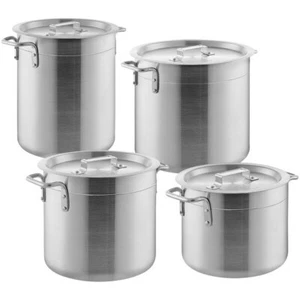 Choice 8-Piece Aluminum Stock Pot Set w/ 8 Qt 12 Qt 16 Qt 20 Qt with Covers - Picture 1 of 4