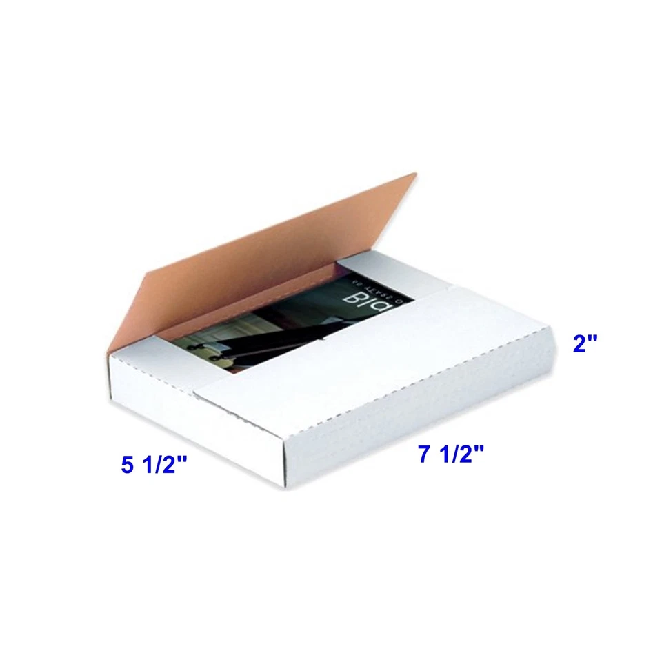 50 Pack 7 1/2 x 5 1/2 x 2" Multi Depth Cardboard Book Mailer Shipping Box Boxes - Image 1 of 1