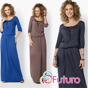 Womens Evening Maxi Dress 3/4 Sleeve Scoop Neck Full Length Plus Sizes 8-18 FM20 - Afbeelding 1 van 5