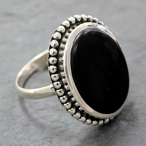 Black Onyx Gemstone 925 Sterling Silver Handmade Jewelry Ring Gift For Her A-05 - Picture 1 of 4