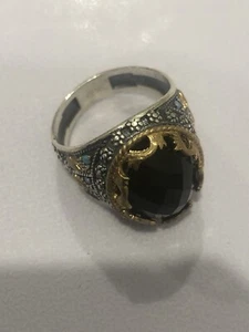 Turkish Handmade 925 Solid Sterling Silver Men’s Ring, Agate Stone - Picture 1 of 6