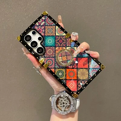 For Various Phone Ethnic Style +Ring Holder Back Case Shockproof Cover Bracket - Image 1 of 4