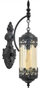 Rustic Wall Sconce with Amber Glass Mini Vintage Antique Gothic Wall Light Fixtu - Picture 1 of 3