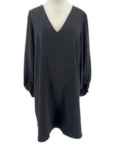 Maurice’s Damen Kleid schwarz lang Ballonärmel V-Ausschnitt knielang Gr. XXL - Bild 1 von 5