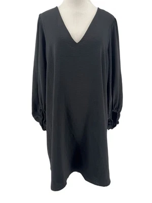Maurice’s Women’s Black Long Ballon Sleeve V-Neck Knee Length Dress Size XXL - Image 1 of 4