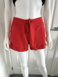 George Asda Women's Red Linen Shorts Size 10 - Picture 1 of 15