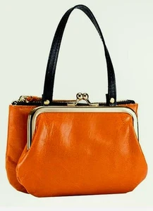 Genuine Leather Kiss Lock / Zipper Wristlet Purse Pouch Change Wallet - Picture 1 of 8