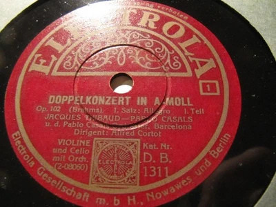 1929 Pablo CASALS Cello Jacques THIBAUD VIOLIN Brahms Double Concerto ELECTROLA Foto 1 de 2