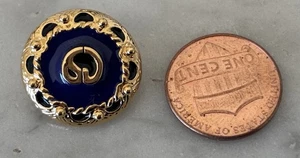 New St John Knit Logo Replacement Dress Button Navy Gold Fancy  3/4" - Picture 1 of 10