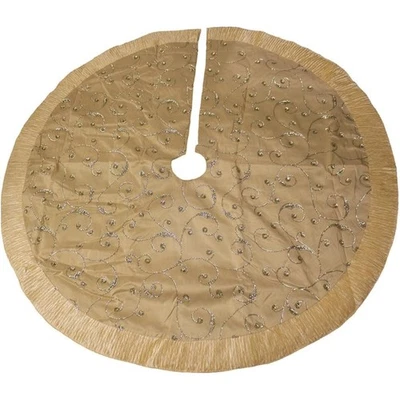 Falda de árbol de Navidad Kurt Adler con diseño de patrón de lentejuelas, dorada, 50 pulgadas Foto 1 de 3