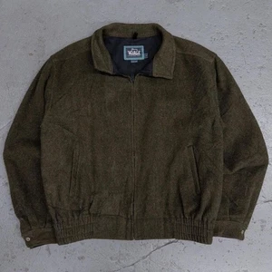 Vintage Woolrich Olive Green Full Zip Wool Bomber Jacket Size Large Made In USA - Picture 1 of 7