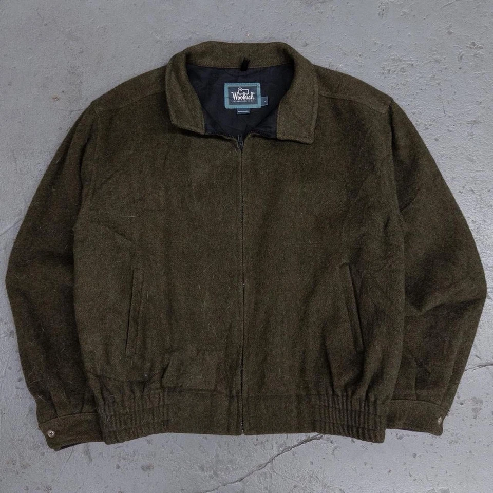 Vintage Woolrich Olive Green Full Zip Wool Bomber Jacket Size Large Made In USA - Image 1 of 4