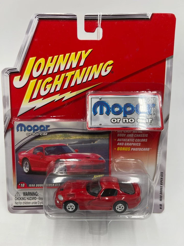 Johnny Lightning Mopar Or No Car #18 1998 Dodge Viper GTS Red 229a - Image 1 of 4