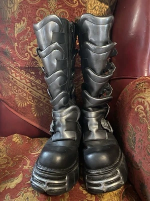 New rock unisex punk rock boots-Style 738S one black size 10 - Image 1 of 4
