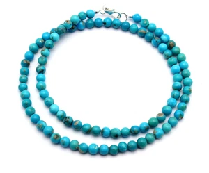 Gorgeous Arizona Turquoise Chain Ball Necklace Real Nature Gemstone Approx. - Picture 1 of 7