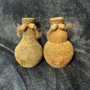2 piezas Jarrones pequeños de cerámica de arcilla Southwestern - Imagen 1 de 10