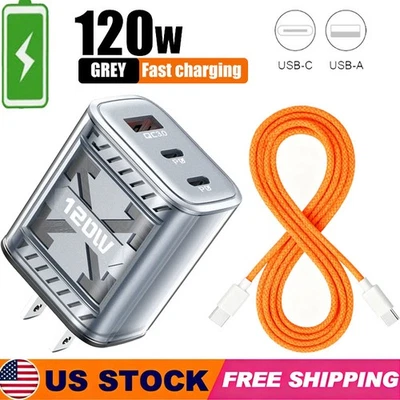 120W Supe Fast Charging USB Type C Wall Charger For Samsung iPhone Android Phone - Image 1 of 4