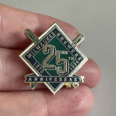 Vintage 1994 Milwaukee Brewers 25th Anniversary 1970–1994 Enamel Lapel Pin MLB - Image 1 of 3