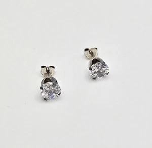 Sterling Silber Ohrringe Zirkonia Ohrstecker klassisch minimalistisch zierlich - Bild 1 von 12