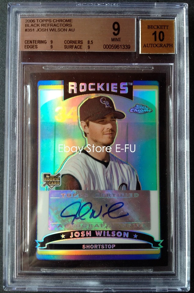 2006 Topps Chrome Black Refractors JOSH WILSON BGS 9 Mint AUTO 10 Pop 1/2 - Image 1 of 1