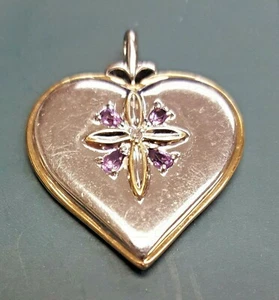 Colgante corazón plata esterlina diamante amatista para nieta - Bradford Exch - Imagen 1 de 5