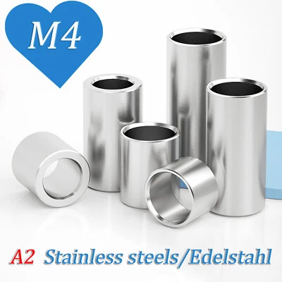Edelstahl V2A Hülsen | Distanzhülsen Abstandshülsen Metallhülsen M4 AD 6-14mm - Bild 1 von 4