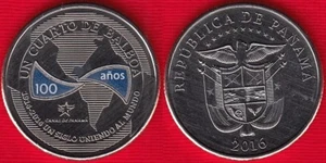 Panama Cuarto (1/4) balboa 2016 "Canal 100 year ann." (6th coin) Colored UNC - Picture 1 of 1