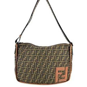 Fendi Shoulder Bag Crossbody Zucca Nylon Leather Messenger Authentic 231T0215 - Picture 1 of 22