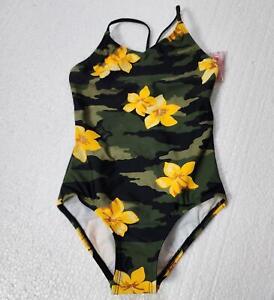 Kanu Surf Girls' Daisy Beach Sport 1-Piece Swimsuit, Rylie Army Green, Size 8