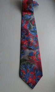 KARL LAGERFELD Red & Blue Floral Men's Silk Tie - Picture 1 of 5