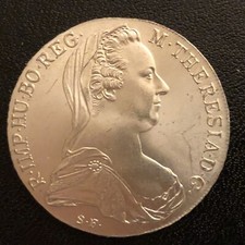 AUSTRIA MARIA THERESA 1780 RESTRIKE SILVER THALER  UNCIRCULATED