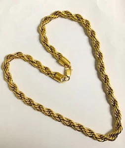 Collar de cadena de cuerda chapado en oro 18K GARANTÍA 6 MM de ancho, 24 pulgadas de largo - Imagen 1 de 2