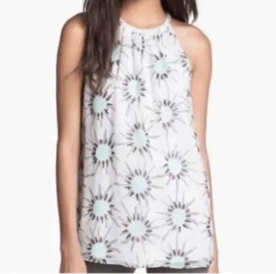 Diane Von Furstenberg DVF Women's Lainey Sunshine Print Silk Tank Keyhole Size 0 - Image 1 of 4