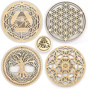 Arte De Pared De Geometria Sagrada Set 4 Pieze 5.31 Pulg l'Occhio di Horus - Foto 1 di 13