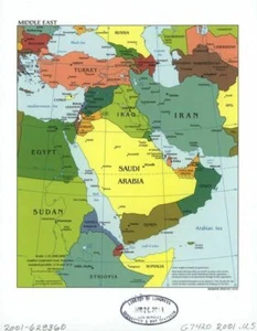 18" x 24" 2001 Map of The Middle East 2001 - Picture 1 of 1