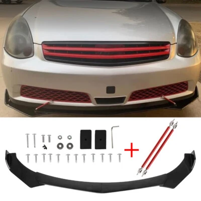 Front Bumper Lip Spoiler Splitter Air Dam Strut Rod for INFINITI G G20 I30 I35 Foto 1 de 4