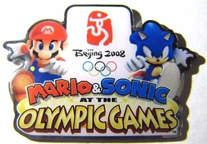 NEW 2008 MARIO & SONIC AT THE OLYMPICS PIN BADGE! NINTENDO SEGA HEDGEHOG AMINCO - Picture 1 of 3