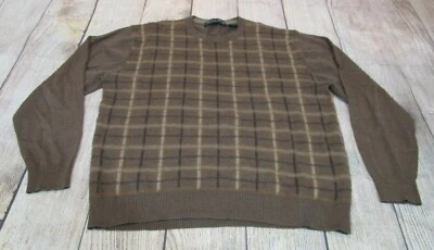 BONITO Suéter Pullover Oliver & Burke American Classics Marrón a Cuadros Cuello Redondo 2XL Foto 1 de 4