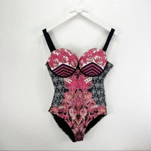 Swimsuits For All Red Paisley Floral One Piece Size 14 NWT - Picture 1 of 9
