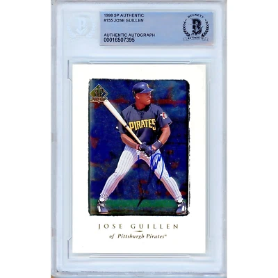 Jose Guillen Signed 1998 SP Authentic #155 Card AUTO Beckett BAS Slabbed Pirates - Image 1 of 4