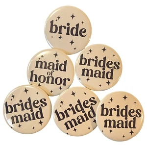 6 Pcs Boho Stars Bride Button Bridesmaid Bridal Shower Wedding Party Favors - Picture 1 of 3