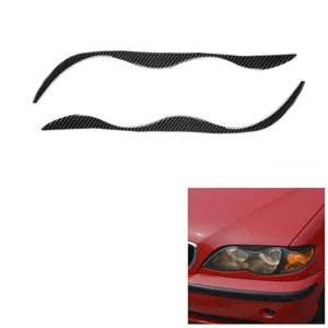 Carbon Fiber Headlight Eyebrows Eyelids Cover Trim For BMW 3Series E46 1998-05 - Picture 1 of 12