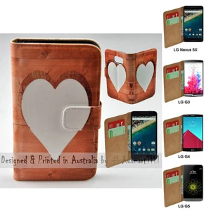 For LG Series Mobile Phone - Timber Heart Theme Print Wallet Phone Case Cover - Picture 1 of 3